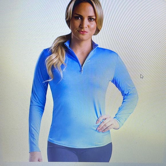 SanSoleil Women’s Sunglow UV 50 Quarter Zip Long Sleeve Top Size Medium - Picture 1 of 16